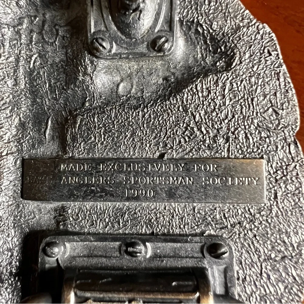 Vintage Belt Buckle 1990 BASS Anglers Sportsman Society Fish Fishing Fisherman